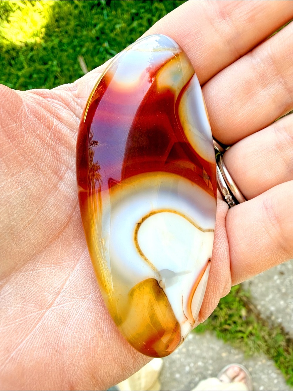 Hand Crafted Agate Accent in Orange, White, and Greenish Tan - Picture 5 of 5